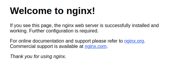 Nginx default page
