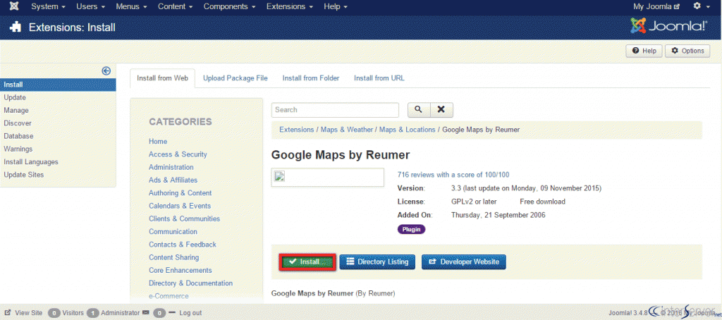 Install Joomla App Store Extension