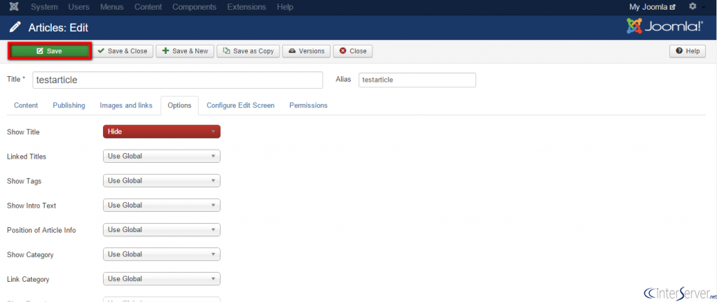 Hide Article Titlle in Joomla
