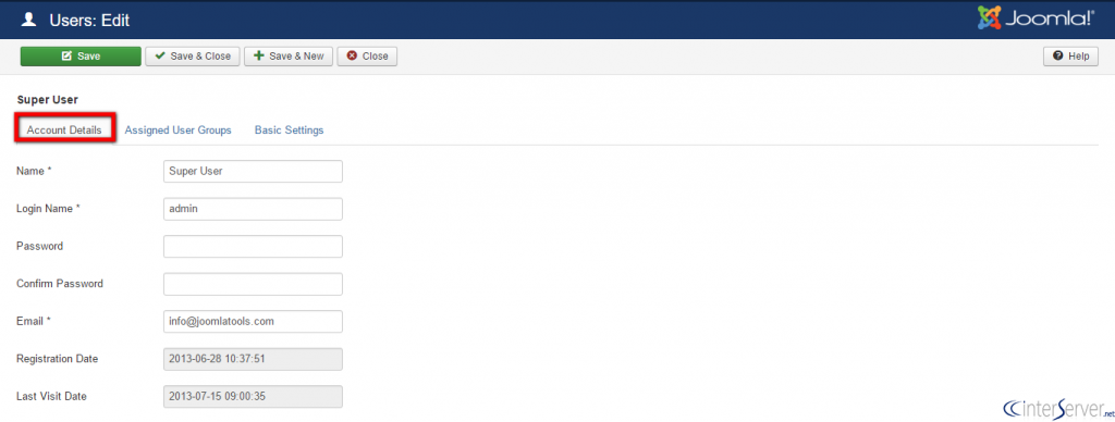 Manage User Account Information