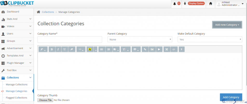 Manage Categories