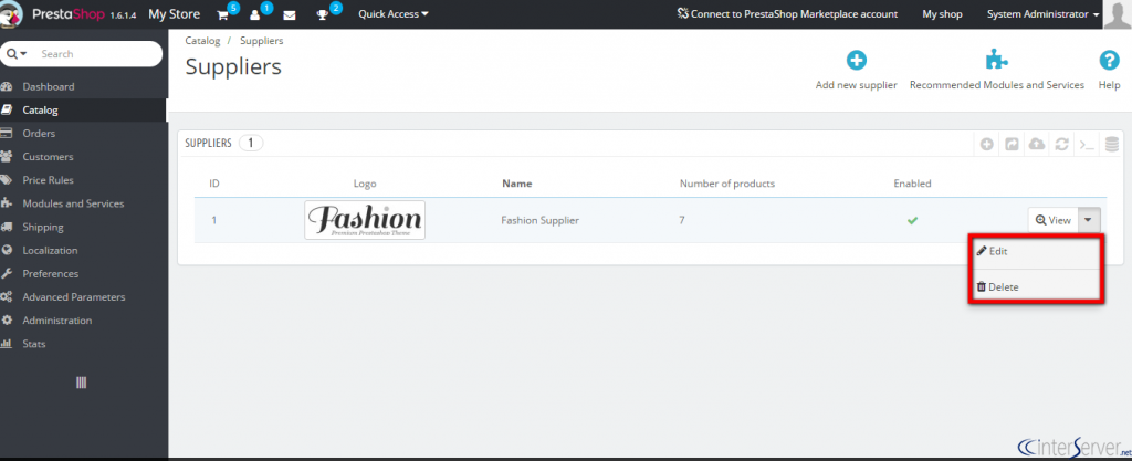 Manage suppliers in PrestaShop