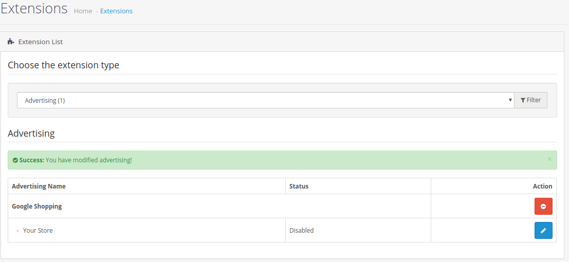 Install extensions in OpenCart - Step 4