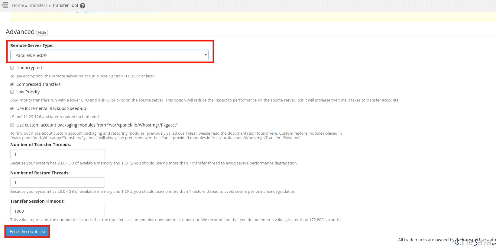 Transfer websites