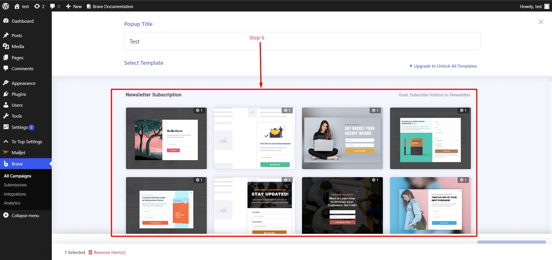 Select theme for pop-up box