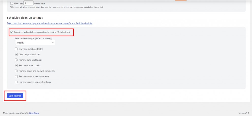 Clean WordPress Database with WP-Optimize - Step 11