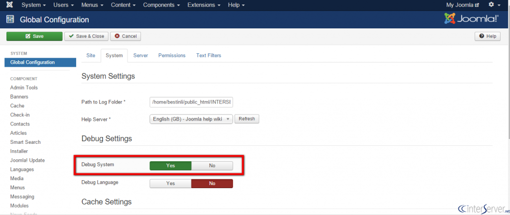 Set Joomla in Debug Mode