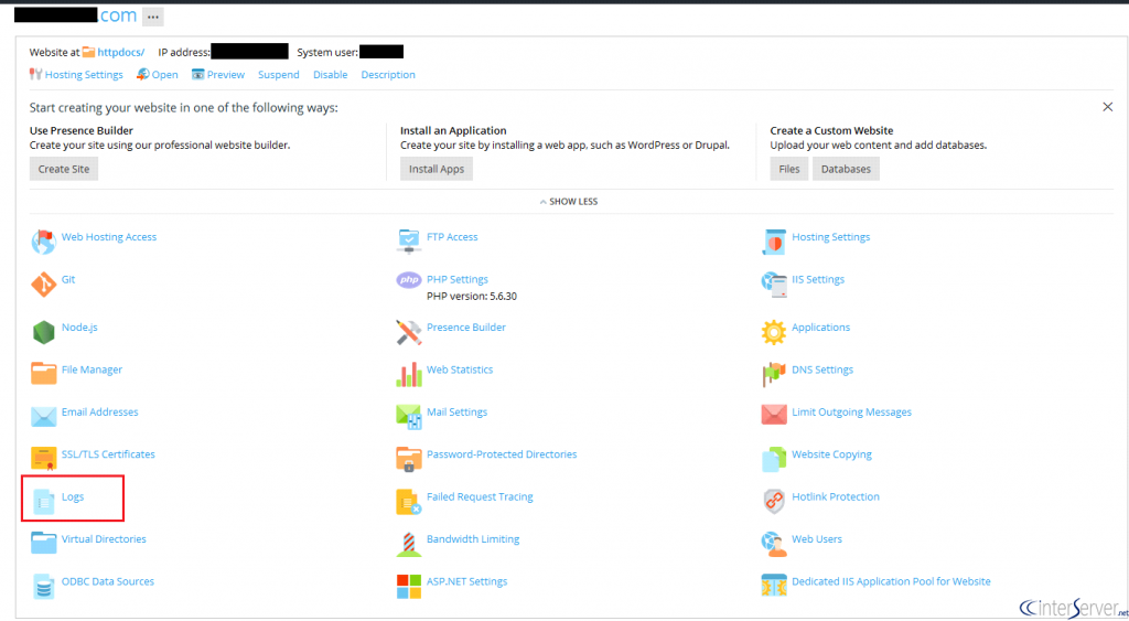 Log rotation settings