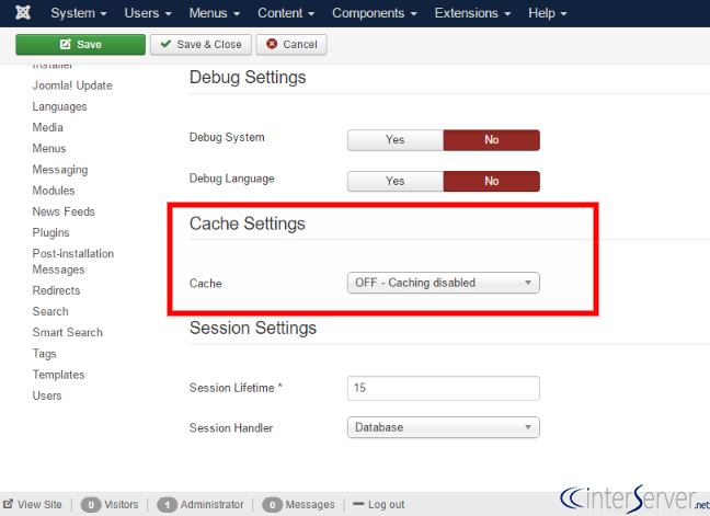 Cache Settings