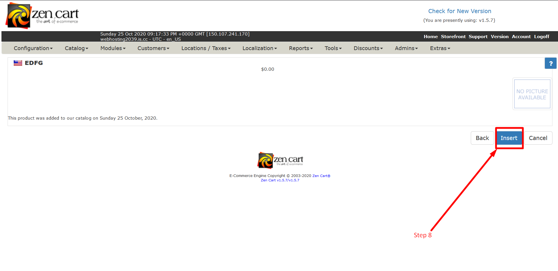 Create Products in ZenCart - Step 8