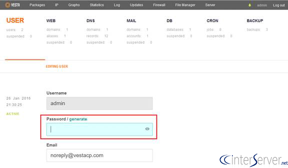 Reset Admin password