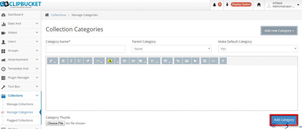 Manage Categories