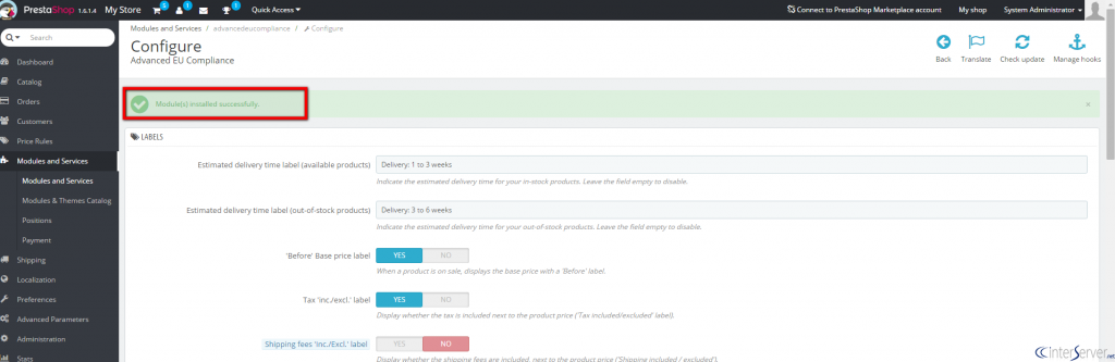 Install modules in PrestaShop