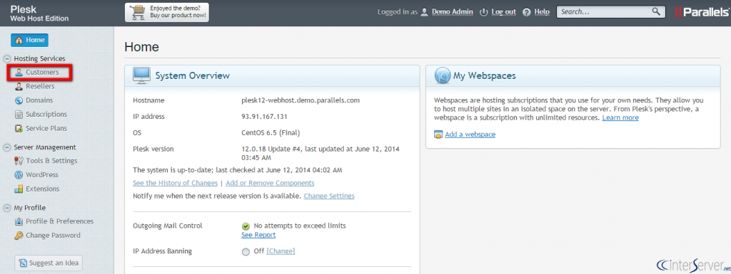 Customer Management in Plesk