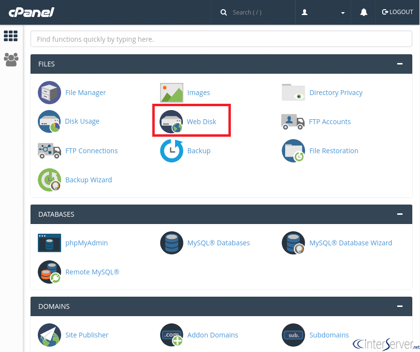 webdisk in cPanel