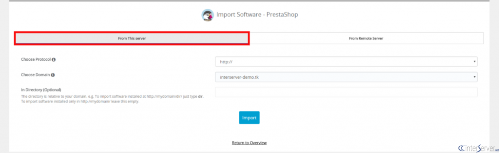 Import Software Using Softaculous