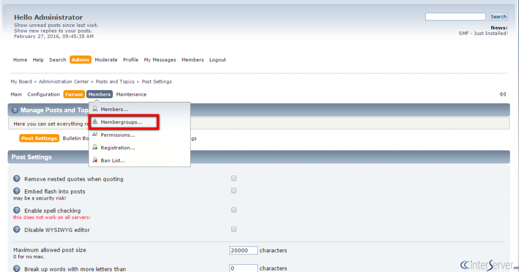 Manage membergroups in SMF