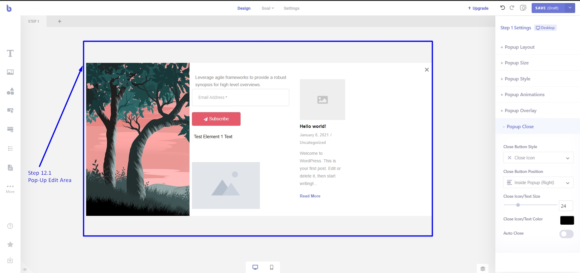 How to edit the pop-up box in Brave conversion engine
