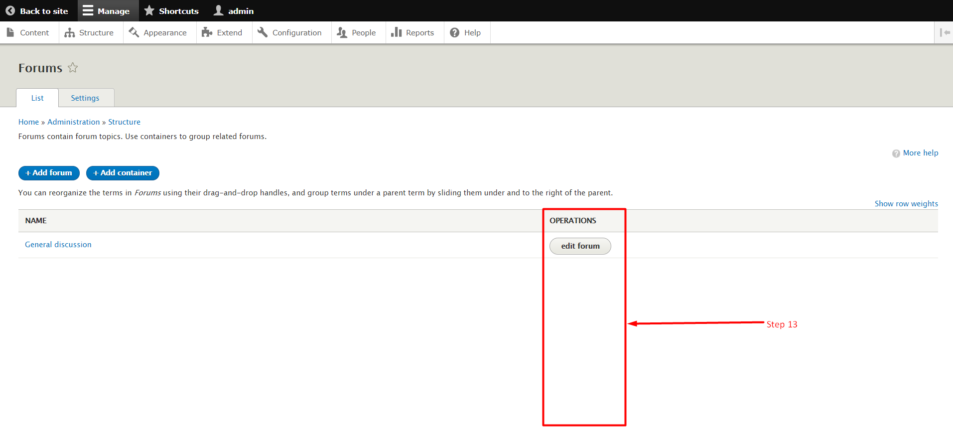 How to create a forum in Drupal - Step 13