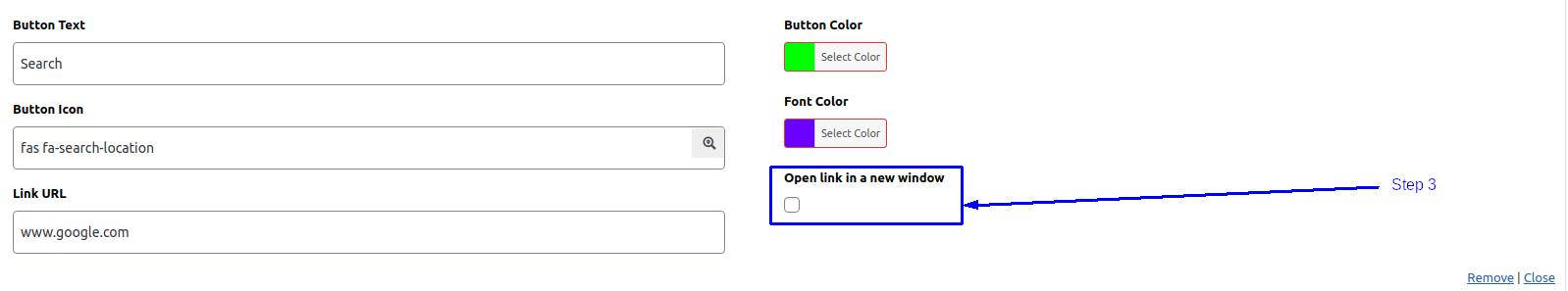 Set link target for sticky side buttons
