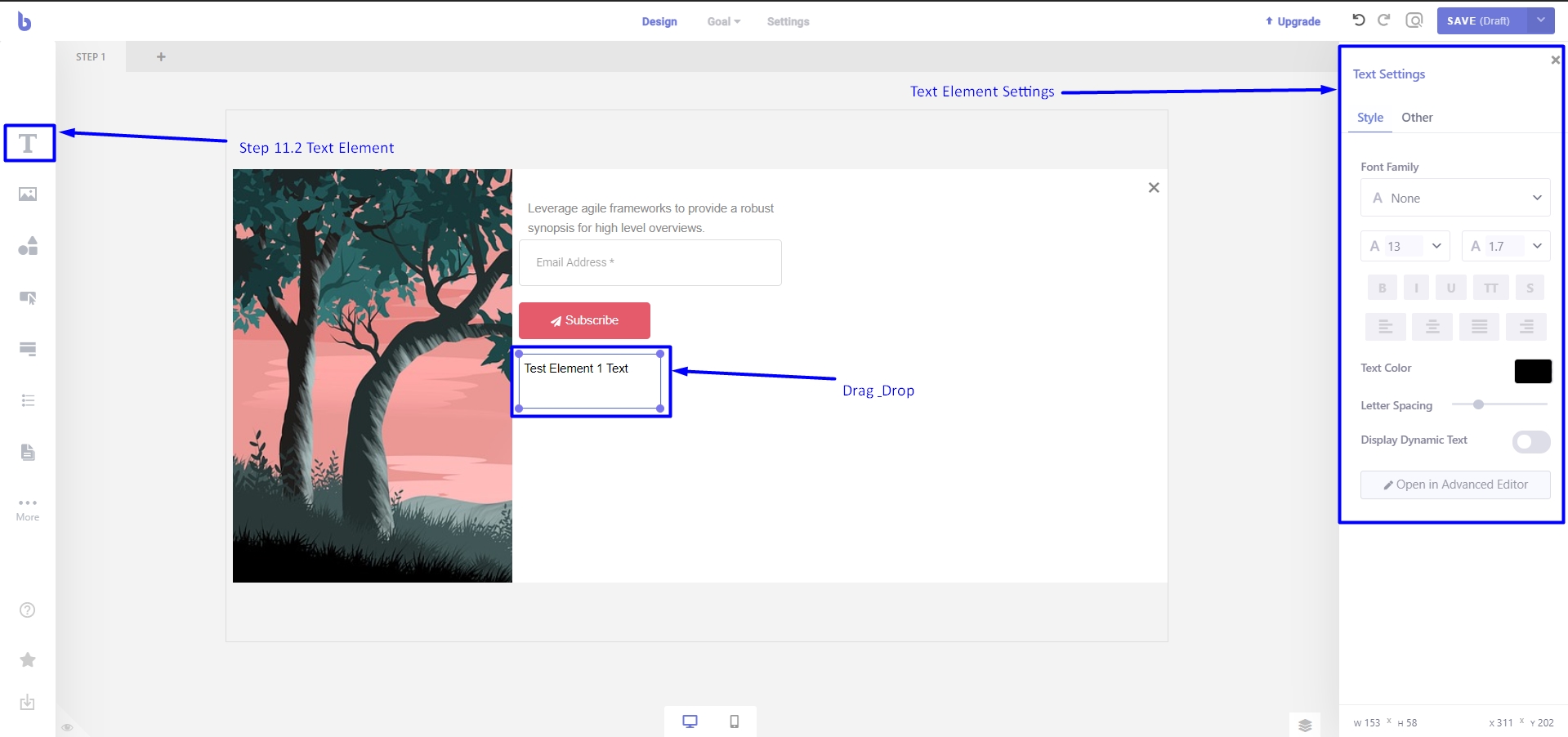 Text Element in Brave Conversion Engine