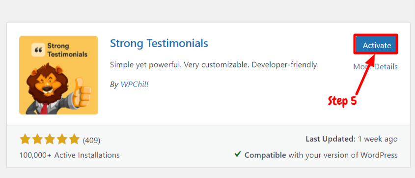 Install Strong testimonial plugin - Step 5