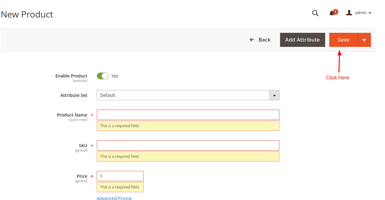 Add Products in Magento - Step 4