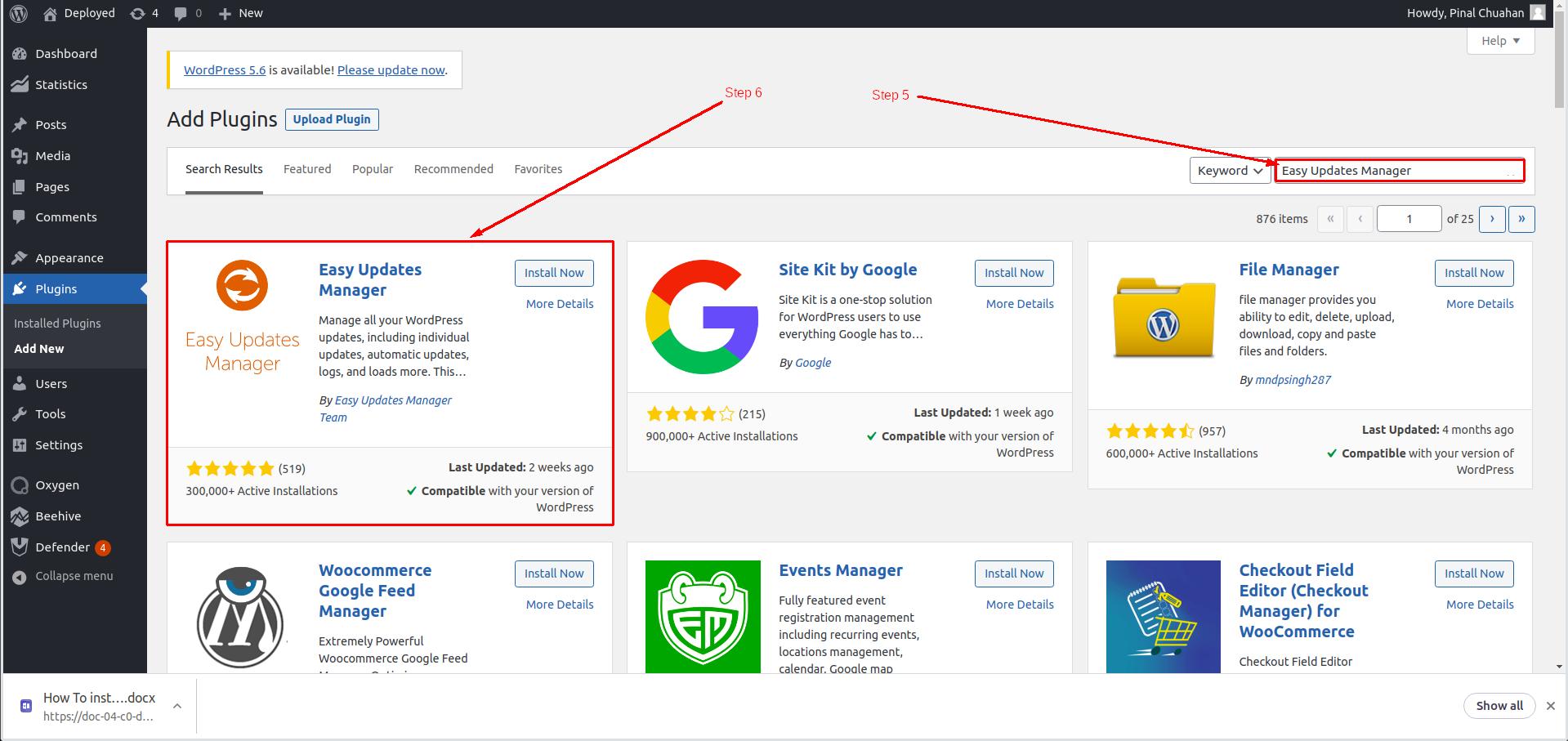Install easy updates manager in WordPress