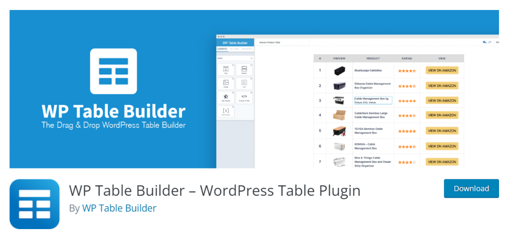 WP Table Builder WordPress plugin