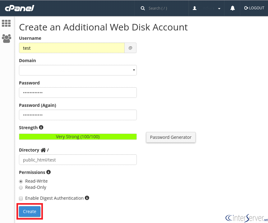 webdisk in cPanel