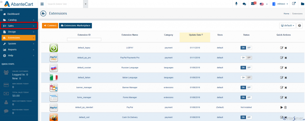 Manage customers in AbanteCart