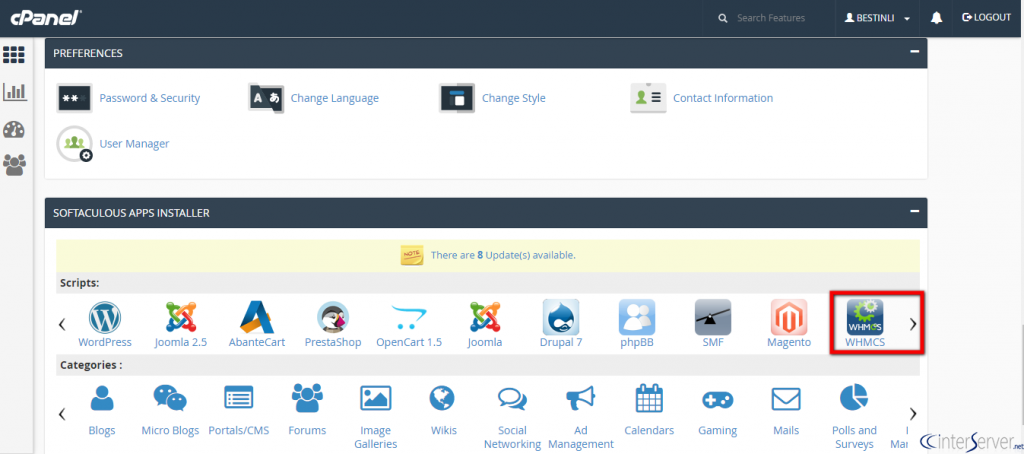 Install WHMCS from Softaculous