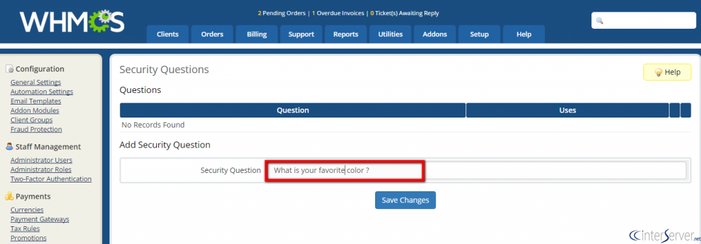 Security Questions