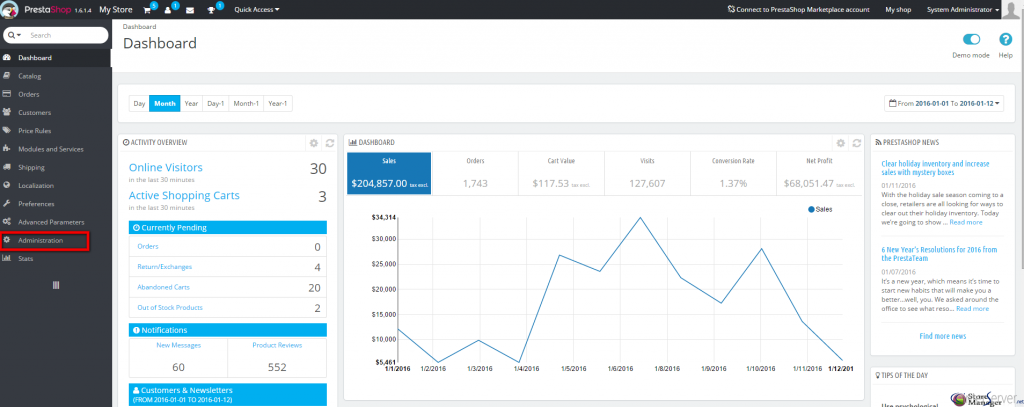 PrestaShop default language
