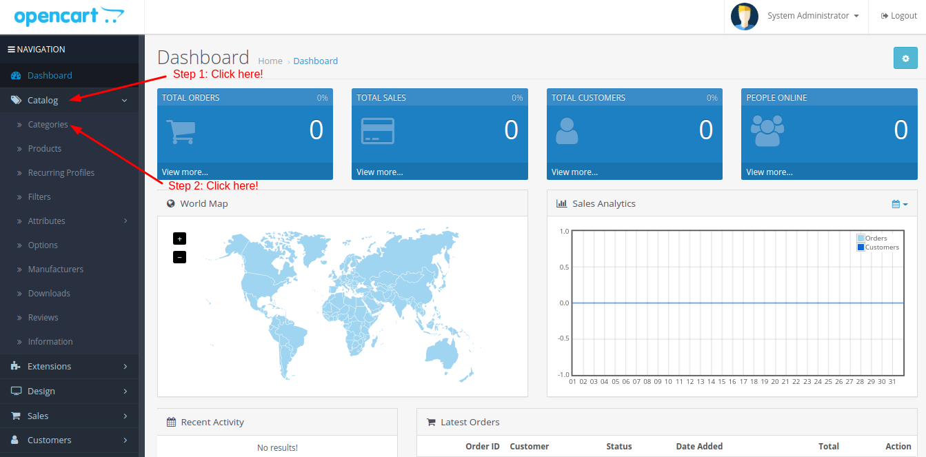 Manage Categories in OpenCart