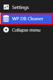 Go to WP DB Cleaner dashboard