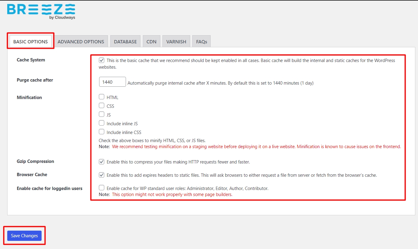 Basic caching options in WordPress