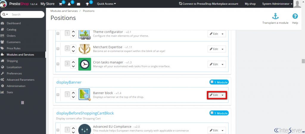 Manage banner blocks in PrestaShop