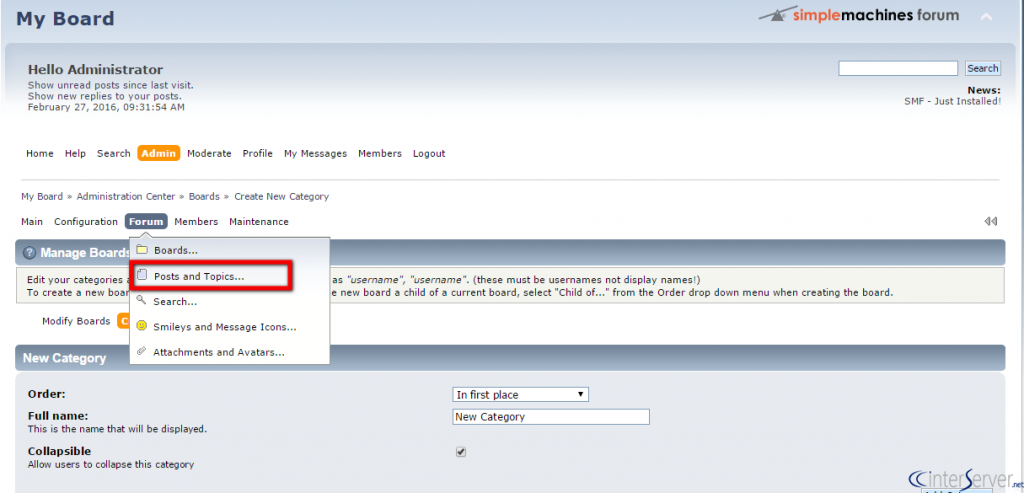 Modify post settings