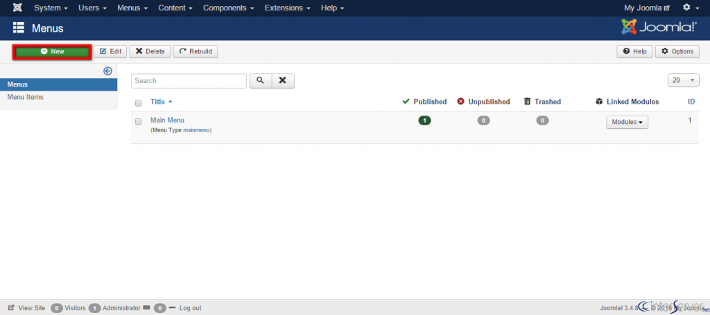 Manage menus in Joomla