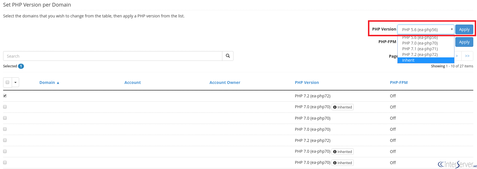 Change PHP Versions