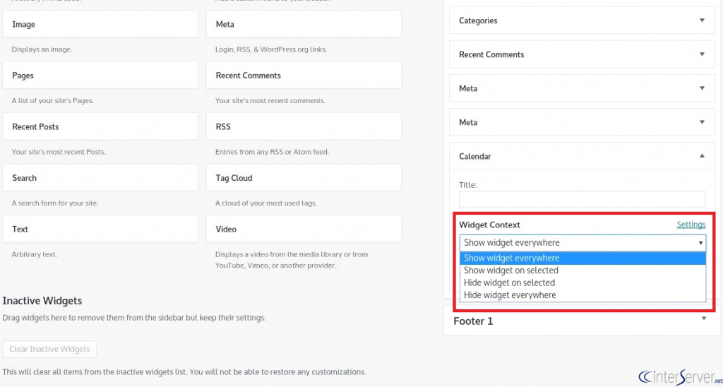 show or hide widgets