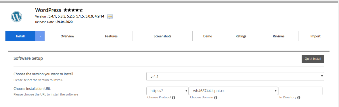 Install WordPress using Softaculous in cPanel