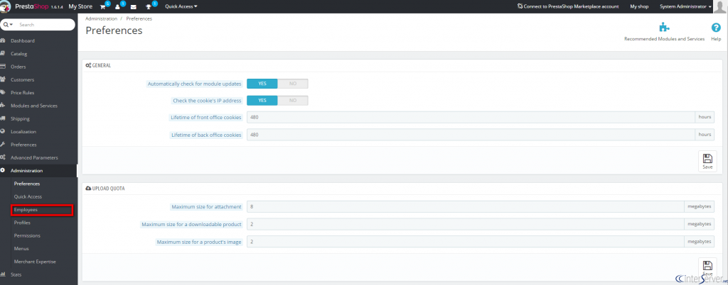 PrestaShop default language