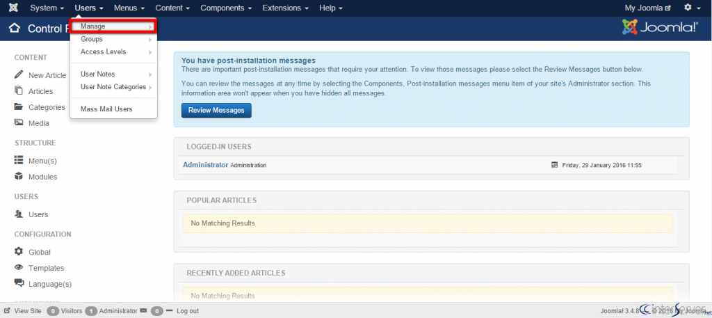Disable User Registration in Joomla