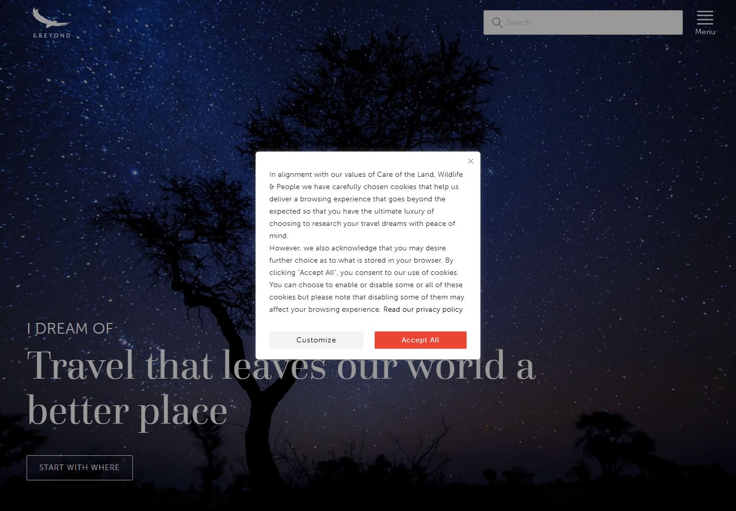 &Beyond website homepage screenshot