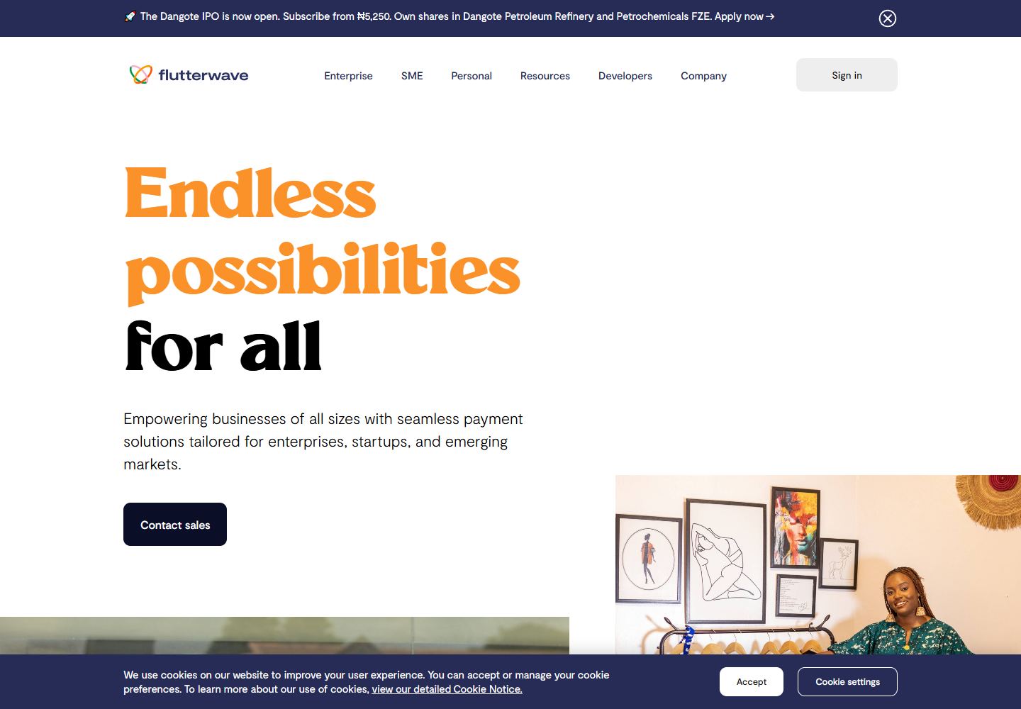 Flutterwave website homepage screenshot