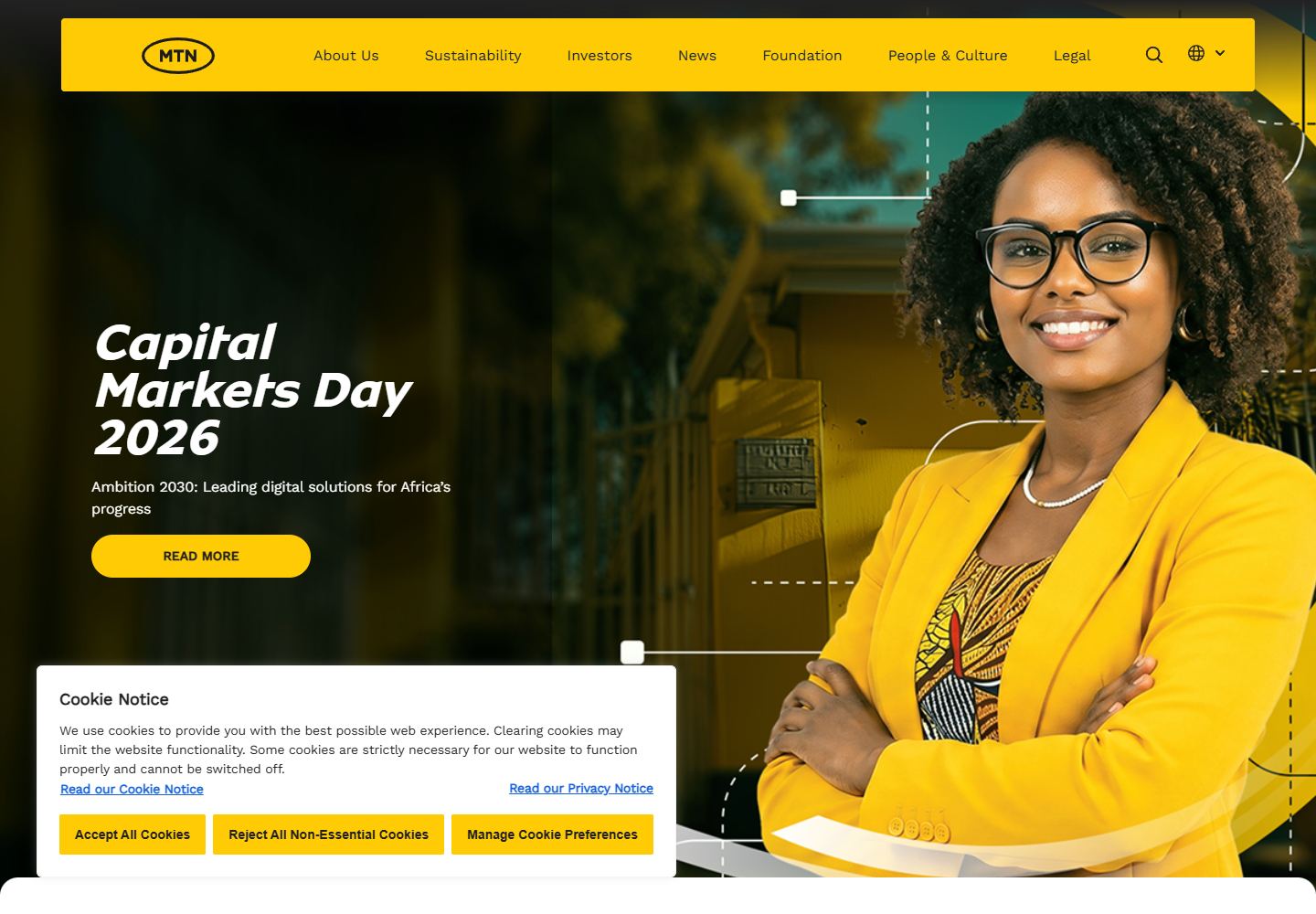 MTN website homepage screenshot